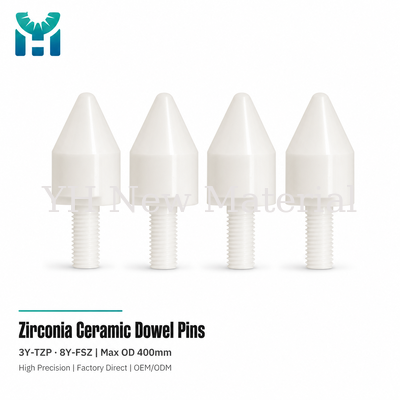 High Precision Zirconia Ceramic Dowel Pins 3Y-TZP 8Y-FSZ Flatness 0.002mm OEM Custom Max OD 400mm