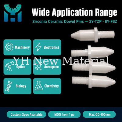 High Precision Zirconia Ceramic Dowel Pins 3Y-TZP 8Y-FSZ Flatness 0.002mm OEM Custom Max OD 400mm