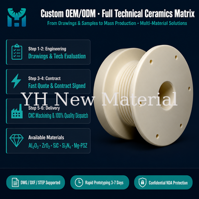 Custom 99 Alumina Ceramic Carrier Disc Precision CNC Spool Flanged Disc Roller per Drawing OEM