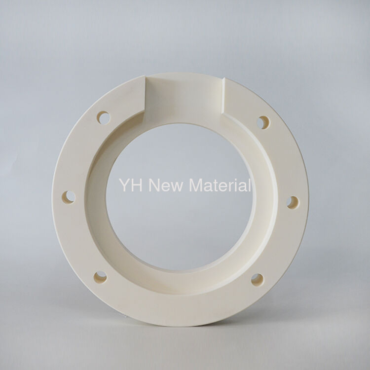 Precision Insulating 99% Al2O3 Alumina Ceramic Flange with Mounting Holes Custom Machining
