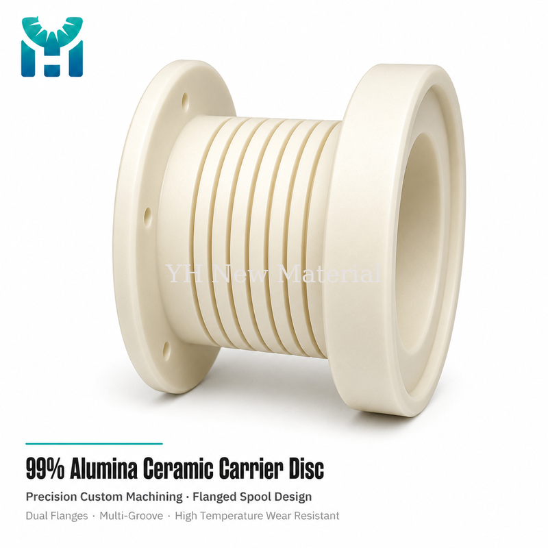 Custom 99 Alumina Ceramic Carrier Disc Precision CNC Spool Flanged Disc Roller per Drawing OEM